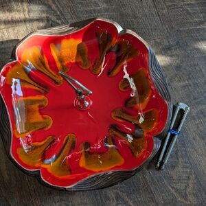 California Lava Pottery Sequoia Ware Drip Glaze MCM Ceramic Candy Nut Dish 11.